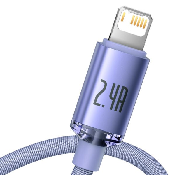 Baseus Crystal Shine USB ir Lightning kabelis, 2,4 A, 1,2 m (violetinis) - Image 4