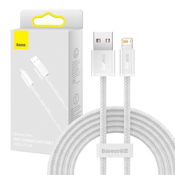 Baseus Dynamic USB ir Lightning kabelis, 2,4 A, 2 m (baltas) - Image 6