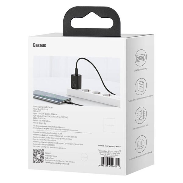 Baseus Super Si greitasis įkroviklis 1C 25W (juodas) - Image 9