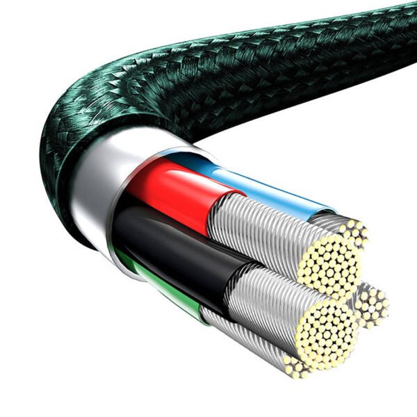Baseus Rapid serijos 3-in-1 kabelis USB-C, skirtas M+L+T, 20W, 1,5 m (žalias ) - Image 5