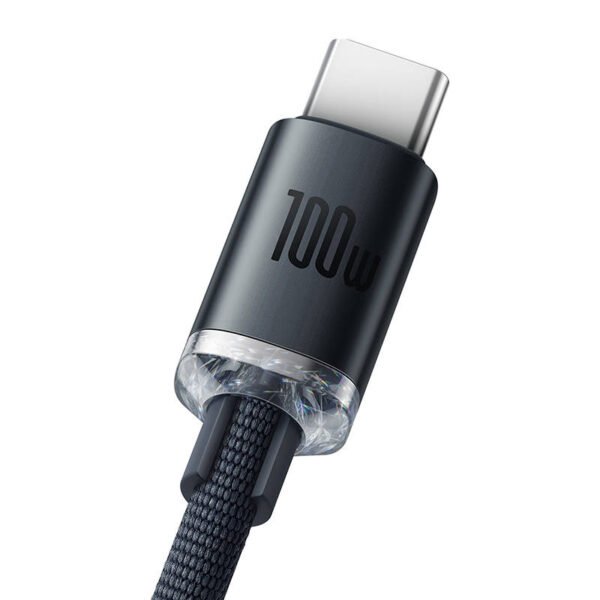 Baseus Crystal Shine USB ir USB-C kabelis, 100 W, 2 m (juodas) - Image 4