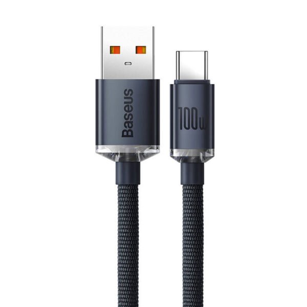 Baseus Crystal Shine USB ir USB-C kabelis, 100 W, 2 m (juodas) - Image 7