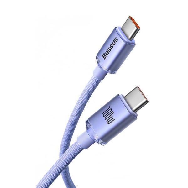Baseus Crystal Shine kabelis USB-C į USB-C, 100 W, 1,2 m (violetinis) - Image 9