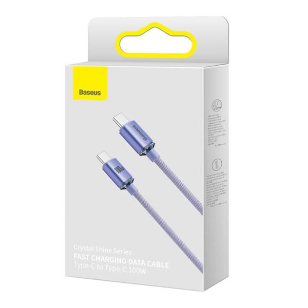 Baseus Crystal Shine kabelis USB-C į USB-C, 100 W, 1,2 m (violetinis) - Image 8