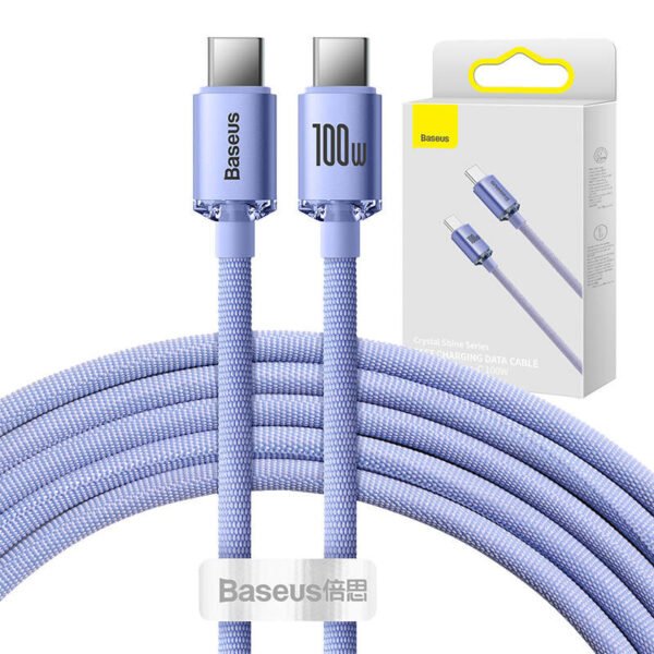 Baseus Crystal Shine kabelis USB-C į USB-C, 100 W, 2 m (violetinis) - Image 9