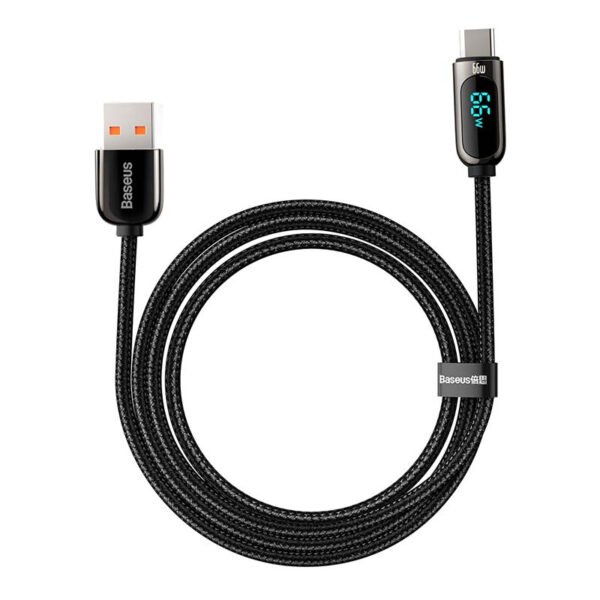 Baseus ekrano kabelis USB prie C tipo, 66 W, 2 m (juodas) - Image 5