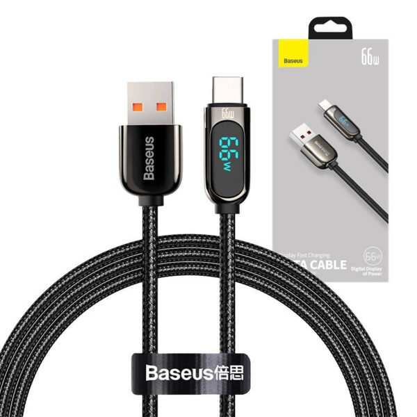 Baseus ekrano kabelis USB prie C tipo, 66 W, 1 m (juodas) - Image 7