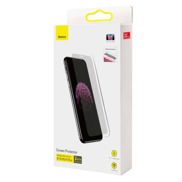 Baseus 0,3 mm ekrano apsauga (2 vnt. pakuotė), skirta iPhone X/XS/11 Pro 5,8 colio - Image 6