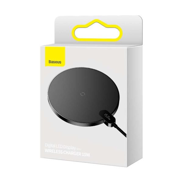 Indukcinis belaidis įkroviklis Baseus Digital LED 15W (juodas) - Image 7
