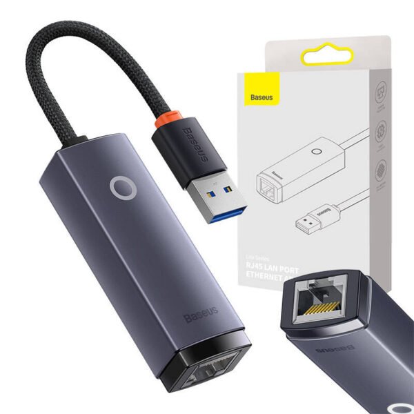 Tinklo adapteris Baseus Lite Series USB į RJ45, 1000Mbps (pilkas) - Image 7