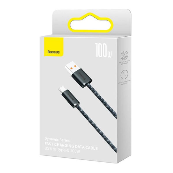 USB ir USB-C Baseus Dynamic serijos kabelis, 100 W, 2 m (juodas) - Image 5