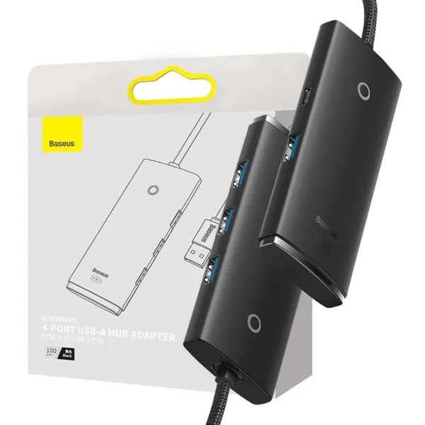 Hub 4in1 Baseus Lite Series USB į 4x USB 3.0, 1m (juodas) - Image 7