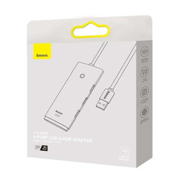 Hub 4in1 Baseus Lite Series USB į 4x USB 3.0, 1m (juodas) - Image 6