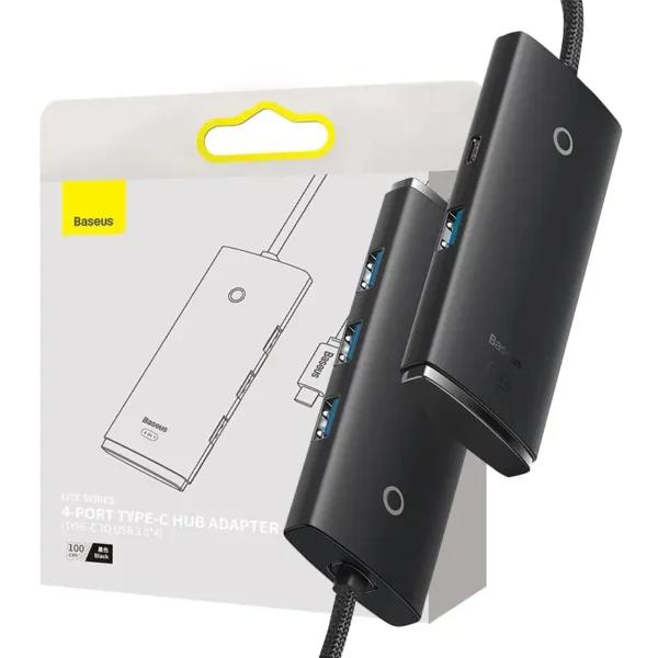 Baseus Lite Series Hub 4in1 USB-C į 4x USB 3.0 + USB-C, 1m (juodas) - Image 6