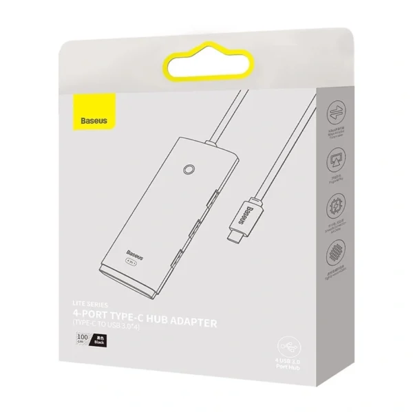 Baseus Lite Series Hub 4in1 USB-C į 4x USB 3.0 + USB-C, 1m (juodas) - Image 5