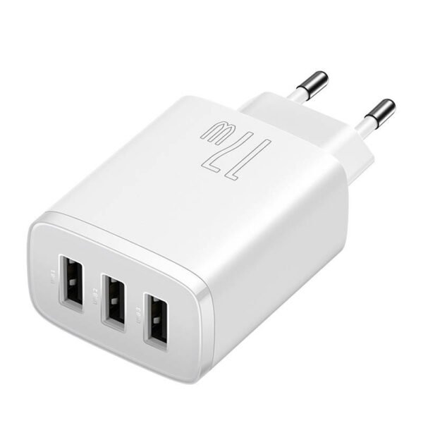 Baseus kompaktiškas greitasis įkroviklis, 3x USB, 17 W (baltas) - Image 6