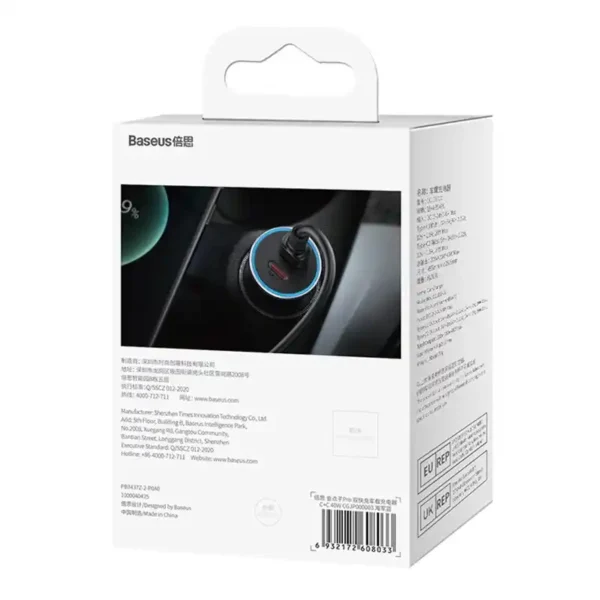 Baseus Golden Contactor Pro automobilinis įkroviklis, 2x USB-C, 40 W (mėlynas) - Image 7