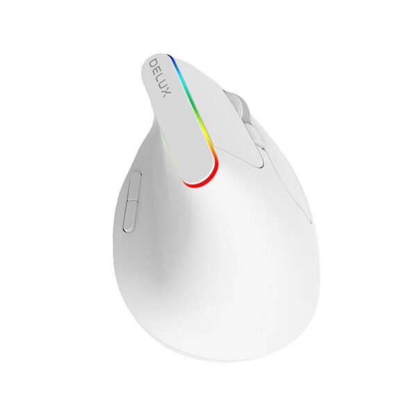 Belaidė vertikali pelė Delux M618C 2.4G 1600 DPI RGB (balta) - Image 2
