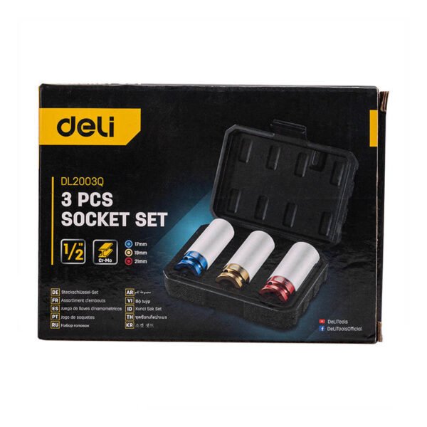 Galvučių rinkinys Deli Tools EDL2003Q, 17–21 mm - Image 6