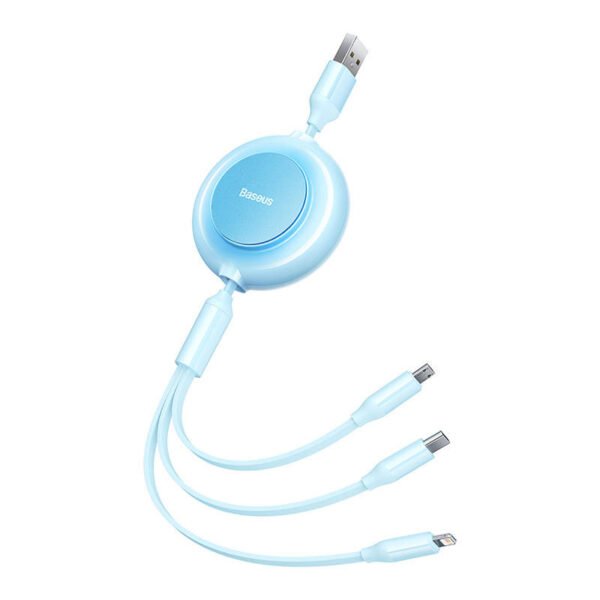 Baseus Bright Mirror 2, USB 3-in-1 kabelis micro USB / USB-C / Lightning 3,5A 1,1 m (dangaus mėlyna) - Image 5