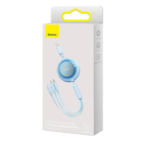 Baseus Bright Mirror 2, USB 3-in-1 kabelis micro USB / USB-C / Lightning 3,5A 1,1 m (dangaus mėlyna) - Image 6