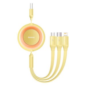 USB 3-in-1 cable for micro USB / USB-C / Lightning 3.5A 1.1m (Yellow)