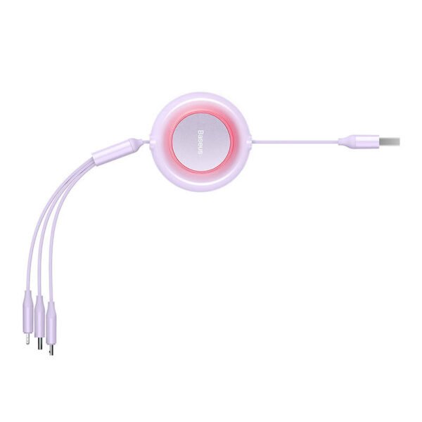 Baseus Bright Mirror 2, 3-in-1 USB kabelis 3-in-1, skirtas micro USB / USB-C / Lightning 3,5 A 1,1 m (violetinis) - Image 3