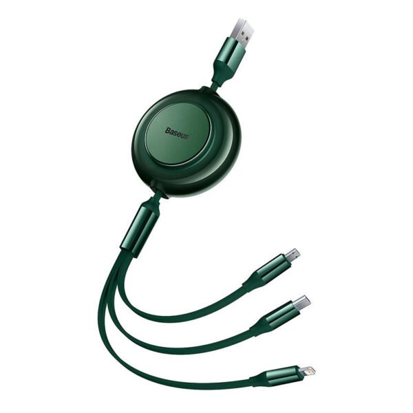 Baseus Bright Mirror 2, USB 3-in-1 kabelis, skirtas micro USB / USB-C / Lightning 3,5 A 1,1 m (žalias) - Image 6