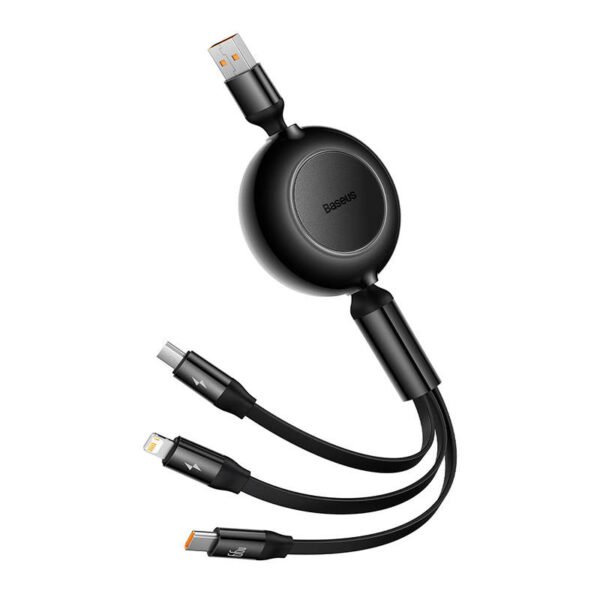 Baseus Bright Mirror 3, micro USB / USB-C / Lightning 66 W / 2A 1,1 m ilgio USB 3-in-1 kabelis (juodas) - Image 6