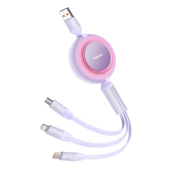 Baseus Bright Mirror 3, micro USB / USB-C / Lightning 66 W / 2A 1,1 m ilgio USB 3-in-1 kabelis (violetinis) - Image 5
