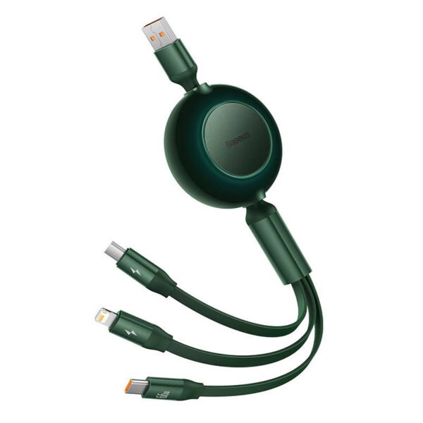 Baseus Bright Mirror 3, micro USB / USB-C / Lightning 66 W / 2A 1,1 m ilgio USB 3-in-1 kabelis (žalias) - Image 6
