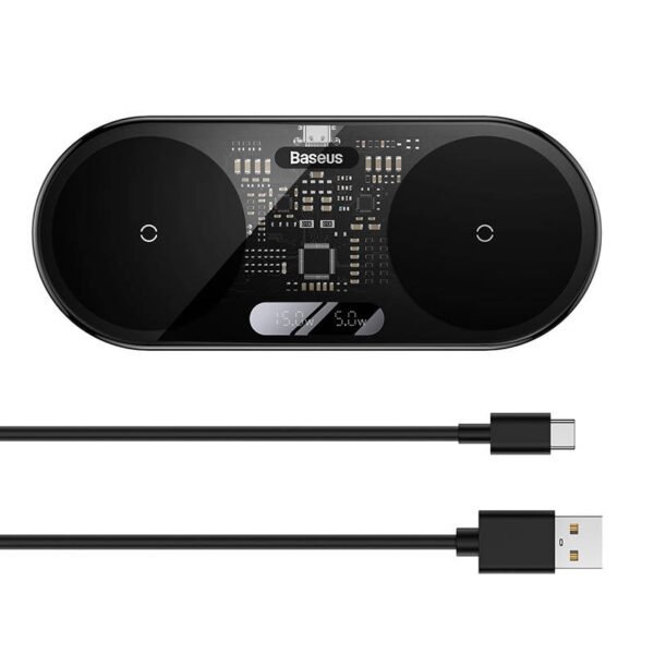 Dvigubas Qi belaidis įkroviklis Baseus Digital LED Display, 20W - Image 6