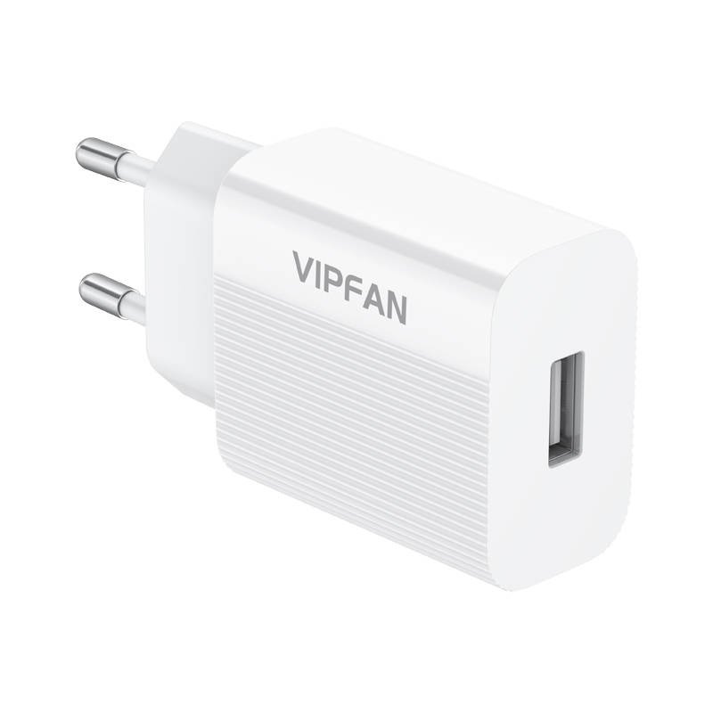Tinklo įkroviklis VFAN E01, 1x USB, 2,4A + Micro USB laidas (baltas) - Image 6