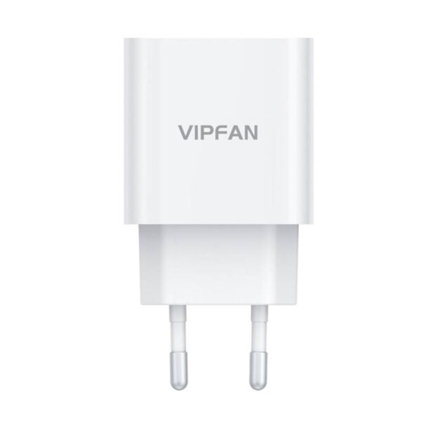 Sieninis įkroviklis VFAN E04, USB-C, 20 W, QC 3.0 + USB-C laidas (baltas) - Image 5