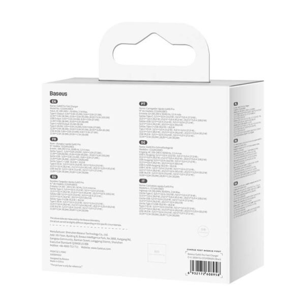 Sieninis įkroviklis Baseus GaN USB-C + USB, 100 W + 1 m laidas (juodas) - Image 9