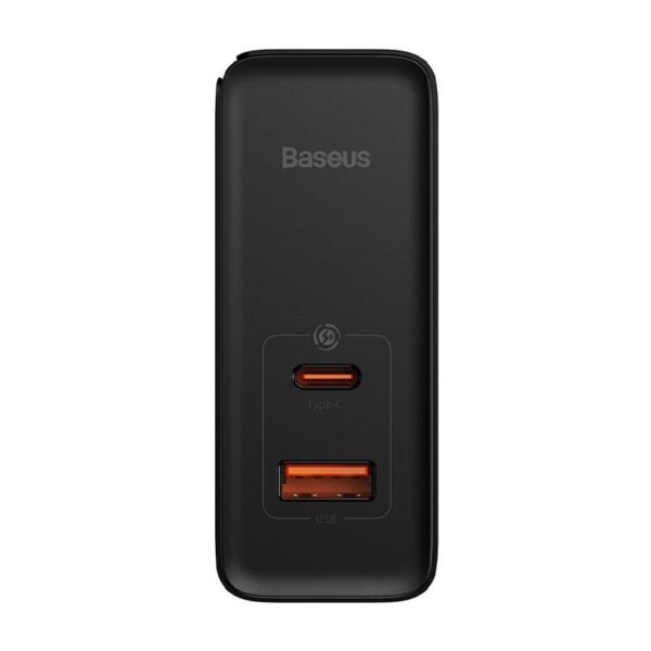 Sieninis įkroviklis Baseus GaN USB-C + USB, 100 W + 1 m laidas (juodas) - Image 5