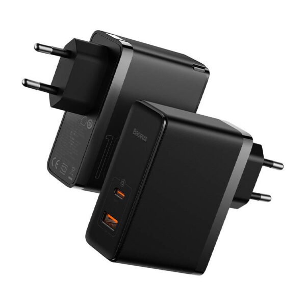Sieninis įkroviklis Baseus GaN USB-C + USB, 100 W + 1 m laidas (juodas) - Image 7