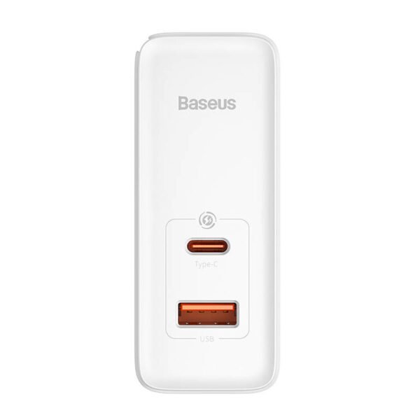 Sieninis įkroviklis Baseus GaN5 Pro USB-C + USB, 100 W + 1 m kabelis (baltas) - Image 5