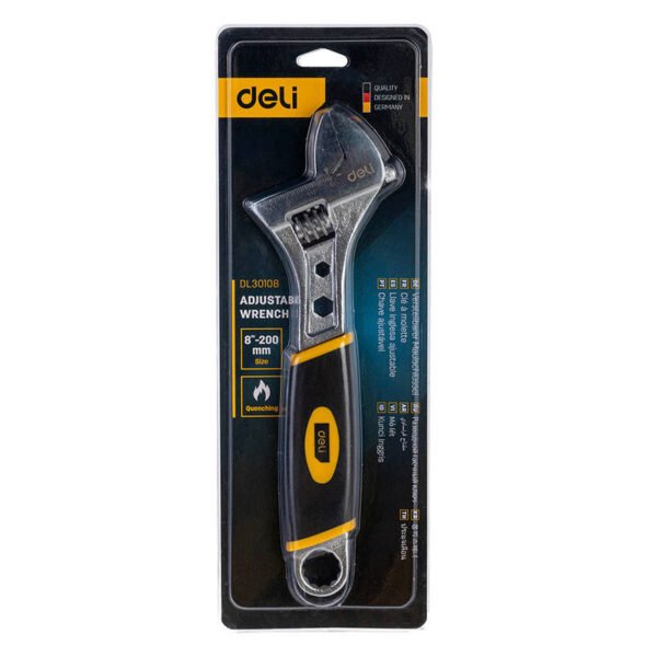 Reguliuojamas raktas su plastikine rankena Deli Tools EDL30108, 8” (sidabrinis) - Image 3