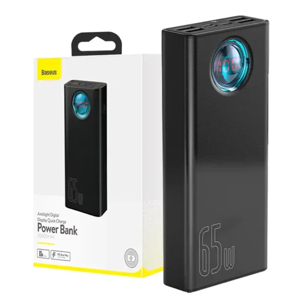 Išorinė baterija Baseus Amblight 30000 mAh, 4xUSB, USB-C, 65 W (juodas) - Image 7