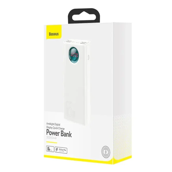 Išorinė baterija Baseus Amblight 30000 mAh, 4xUSB, USB-C, 65 W (baltas) - Image 8