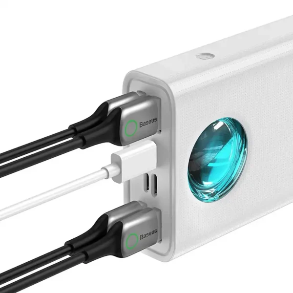 Išorinė baterija Baseus Amblight 30000 mAh, 4xUSB, USB-C, 65 W (baltas) - Image 5