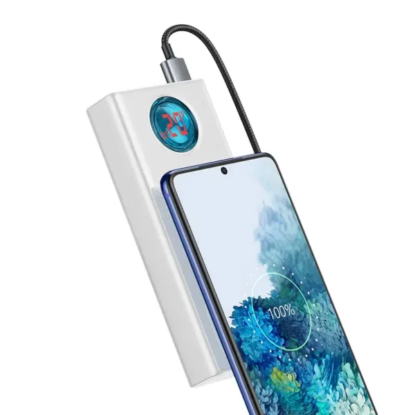 Išorinė baterija Baseus Amblight 30000 mAh, 4xUSB, USB-C, 65 W (baltas) - Image 6