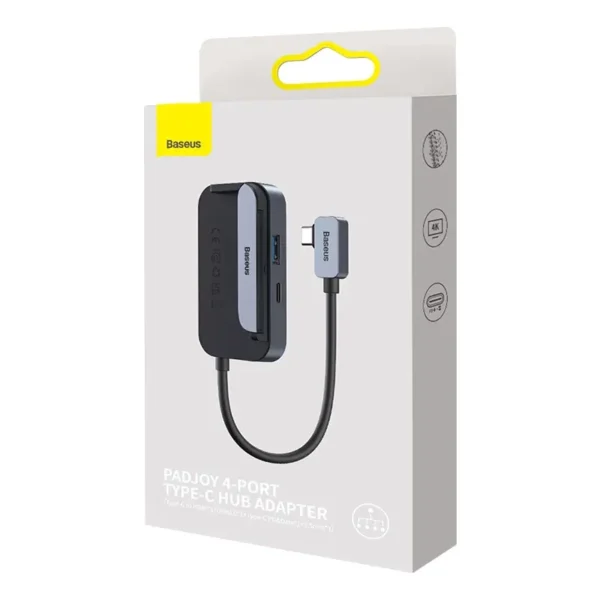 Hub 6in1 Baseus PadJoy Series USB-C į USB 3.0 + HDMI + USB-C PD + jack 3.5mm + SD/TF (pilkas) - Image 7