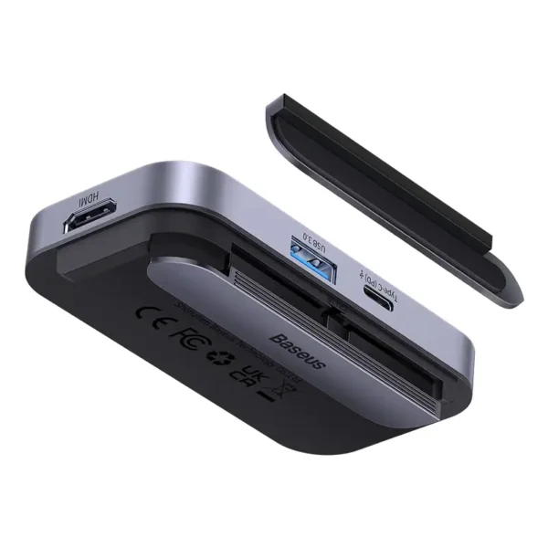 Hub 6in1 Baseus PadJoy Series USB-C į USB 3.0 + HDMI + USB-C PD + jack 3.5mm + SD/TF (pilkas) - Image 4