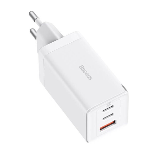 Sieninis įkroviklis Baseus GaN5 Pro 2xUSB-C + USB, 65W (baltas) - Image 5