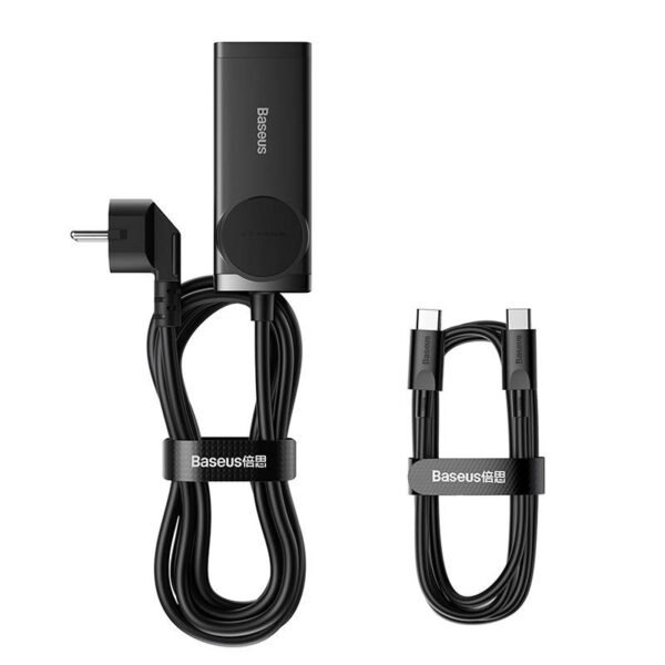Sieninis įkroviklis Baseus GaN3 Pro / maitinimo juosta 2xUSB + 2xUSB-C + AC, 100 W (juodas) - Image 8