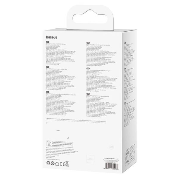 Sieninis įkroviklis Baseus GaN3 Pro / maitinimo juosta 2xUSB + 2xUSB-C + AC, 100 W (juodas) - Image 10