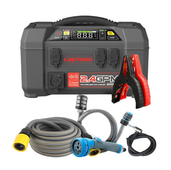 Automobilio užvedimo įrenginys Lokithor AW401 / 2500A / Išorinė baterija 20000 mAh / kompresorius / prožektorius / plovimo funkcija (5 viename) - Image 2