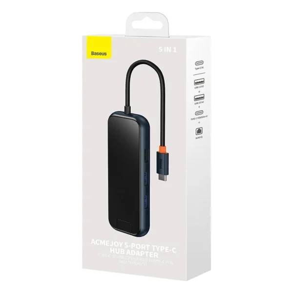 Hub 5in1 Baseus AcmeJoy serija USB-C į 2xUSB 3.0 + USB 2.0 + USB-C PD + RJ45 (tamsiai pilkas) - Image 10